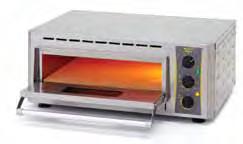415 Ψήνει φρέσκιες ή κατεψυγμένες πίτσες διαμέτρου 41 cm σε 3-3,5 λεπτά. Θερμοστάτης από 0-350 C. Αντιστάσεις πυρακτώσεως (infra-red, 1050 C). Ανεξάρτητος ρυθμιστής πυρακτώσεως για το πυρότουβλο.