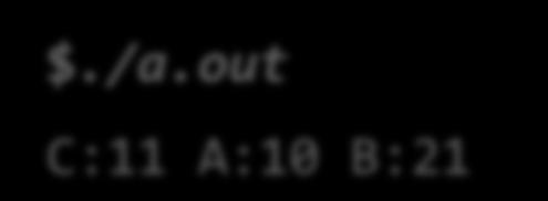 Παράδειγμα 2 δομές και δείκτες #include <stdio.h> #include <string.h> struct person { char name[20]; int age; ; $./a.out C:11 A:10 B:21 struct person inc_age(struct person x) { x.