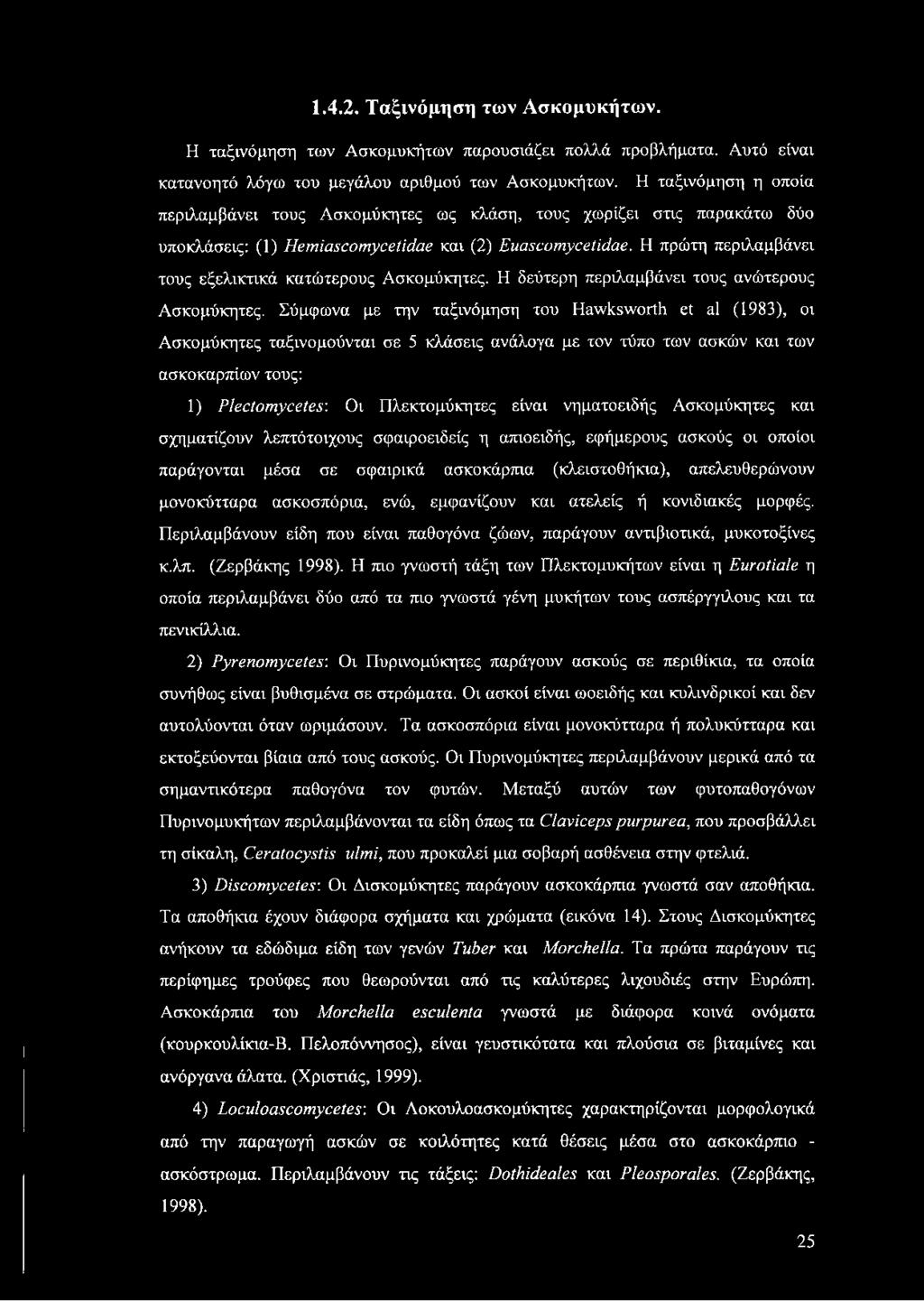 Η πρώτη περιλαμβάνει τους εξελικτικά κατώτερους Ασκομύκητες. Η δεύτερη περιλαμβάνει τους ανώτερους Ασκομύκητες.