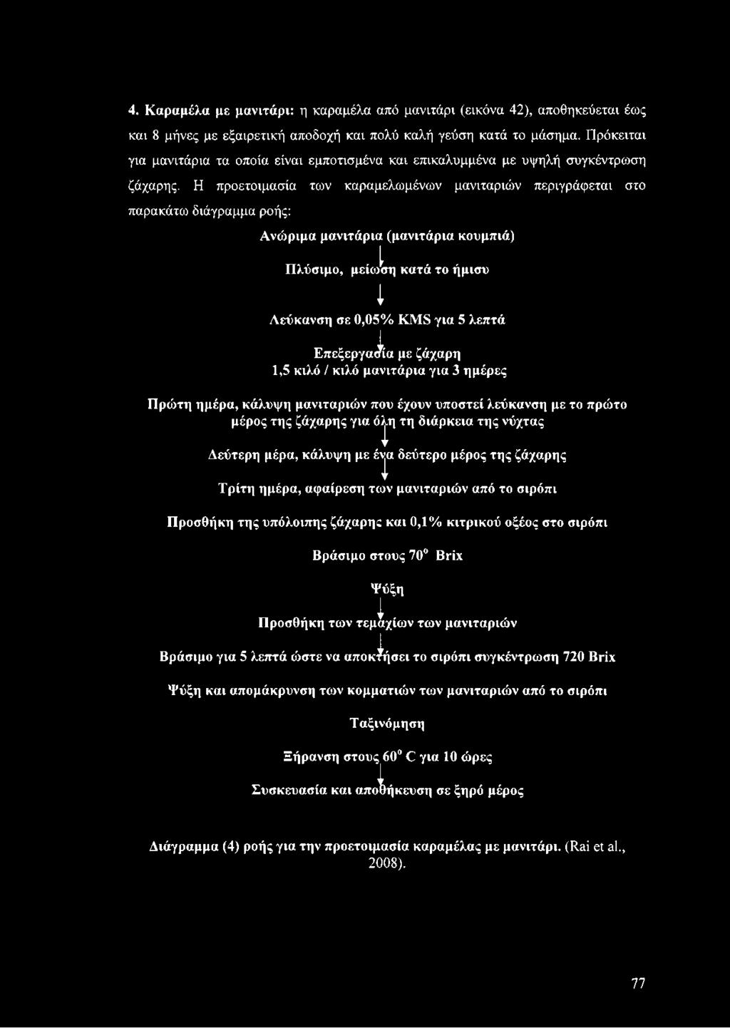 Η προετοιμασία των καραμελωμένων μανιταριών περιγράφεται στο παρακάτω διάγραμμα ροής: Ανώριμα μανιτάρια (μανιτάρια κουμπιά) Πλύσιμο, μείιοίτη κατά το ήμισυ I Λεύκανση σε 0,05% ΚΜ8 για 5 λεπτά