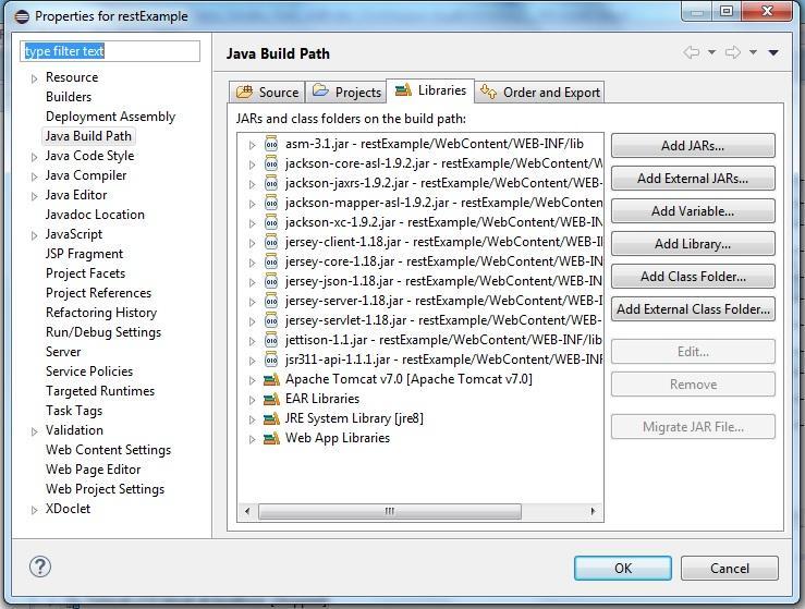 Κεφάλαιο Ε: Τεκμηρίωση Συμπερασμάτων με Χρήση Κώδικα JAVA Εικόνα 43: Java Build Path στο Eclipse Δημιουργούμε ένα νέο package που το ονομάζουμε org.restexample.