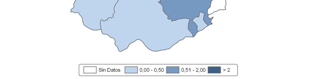 43 Mapa 6.3. Relación de solicitantes entre solicitudes por concello en 2008. Fonte: IGVS. Mapa 6.2. Número de solicitantes de vivendas por concello en 2008. Fonte: IGVS. No mapa 6.