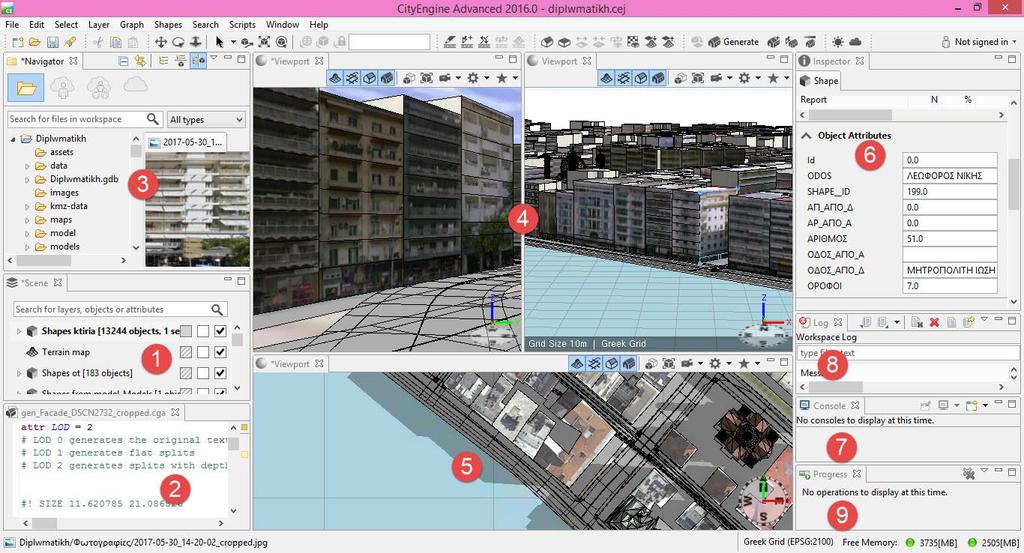 4. 3D Views, για προβολή από διαφορετικές γωνίες θέασης, με την ύπαρξη προοπτικής 5. Top View, με προβολή από πάνω 6.