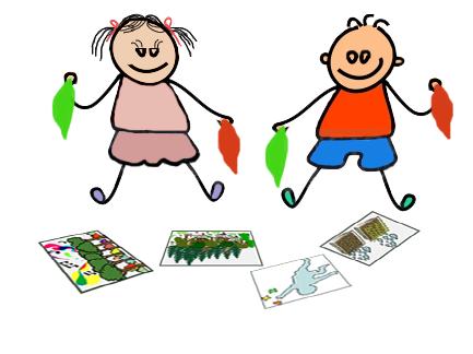 καρτέλες μία - μία και το κάθε παιδί σηκώνει με το χεράκι του ένα από τα δύο μαντίλια ως εξής: αν η δραστηριότητα που εικονίζεται ή το θέμα της