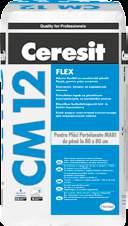 CM 12 Adeziv flexibil cu consistență plastic fluidă, pentru plăci ceramice Pentru placări ceramice la interior și exterior C2 E EN 12004 : 2007 + A1 : 2012 CARACTERISTICI consistență plastic fluidă