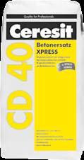 CD 40 Produs de reparații pentru beton XPRESS Mortar de reparaţii cu protecţie anticorozivă integrată, pentru repararea rapidă, într-o singură etapă de lucru, a elementelor din beton în straturi cu o