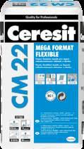 EN 12002:2008 EN 12002:2008 CM 22 Mortar adeziv foarte flexibil pentru plăcile ceramice cu format mare FĂRĂ ALUNECARE C2 TE EN 12004 : 2007 + A1 : 2012 S1 CARACTERISTICI pentru gresie, plăci ceramice