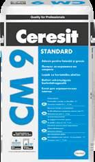 CM 9 Adeziv standard pentru plăci ceramice la interior Adeziv în pat subțire și mediu pentru placări ceramice C1 T EN 12004 : 2007 + A1 : 2012 ADERENŢĂ FĂRĂ ALUNECARE CARACTERISTICI pentru grosimi de