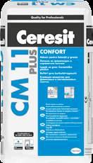 CM 11 PLUS Adeziv pentru plăci ceramice Adeziv în pat subțire pentru placări ceramice la interior și exterior C1 T EN 12004 : 2007 + A1 : 2012 ADERENŢĂ FĂRĂ ALUNECARE CARACTERISTICI pentru interior