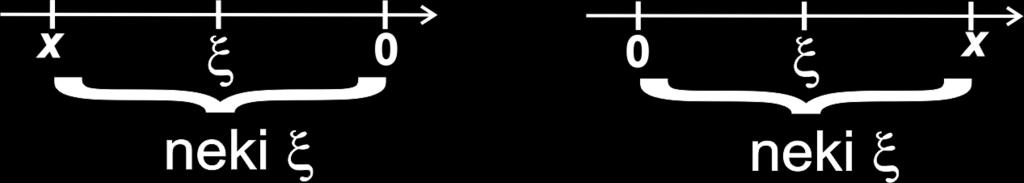 Taylorova formula i Taylorov red Taylorova formula OPĆENITO: ZA FUNKCIJU f (x) VRIJEDI TAYLOROVA FORMULA (OKO TOČKE x 0 = 0): f(x) = T n (x) + G n+1 (x) Taylorov polinom stupnja n greška T n (x) =