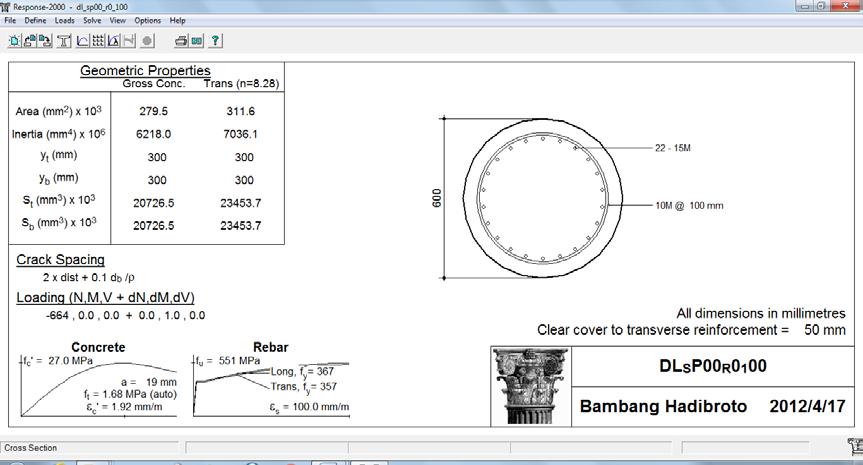 Lampiran 13 Gambar Penampang dan Geometri Properties Speimen DL_SP00_R0_100 dengan