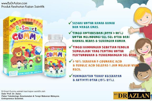45 B- SMART GUMMY ByDrAzlan sesuai untuk kanak kanak di samping membekalkan nutrien untuk sel-sel otak yang lebih sihat. B- Smart Gummy 100 % Bersih Dan Selamat.