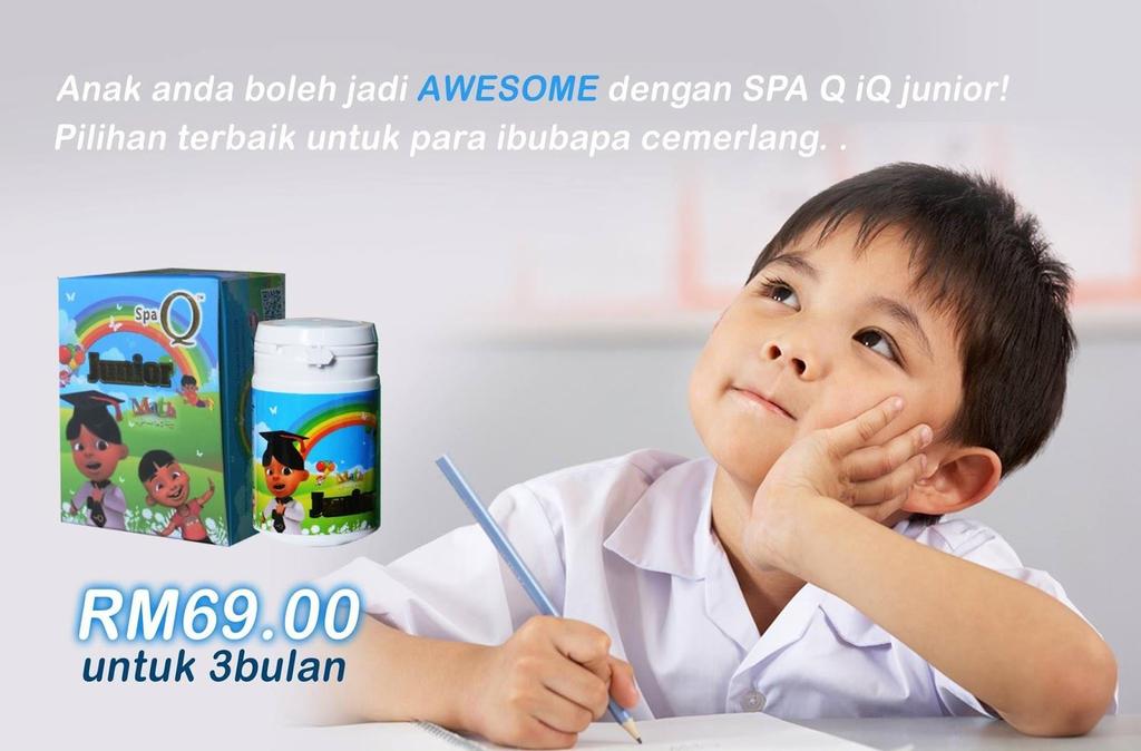 53 SPA IQ SENIUR / JUNIOR Spa IQ merupakan rumusan homeopathy dan naturalpathy yang menggunakan teknologi terkini yang MAMPU MENINGKATKAN DAYA INGATAN DAN TUMPUAN PADA MINDA SESEORANG dengan rumusan