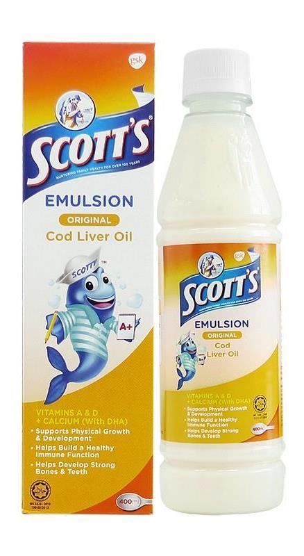 7 Scott's Emulsian Original Berikan si manja satu dos harian Minyak Ikan Kod Scott's Emulsion, yang mengandungi asid lemak Omega- 3 (DHA+EPA), Vitamin A, Vitamin D dan Kalsium.
