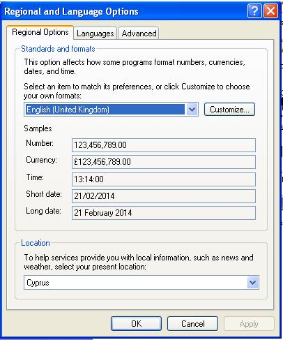 Language Settings Βήμα 2: Regional and Language Options - Regional