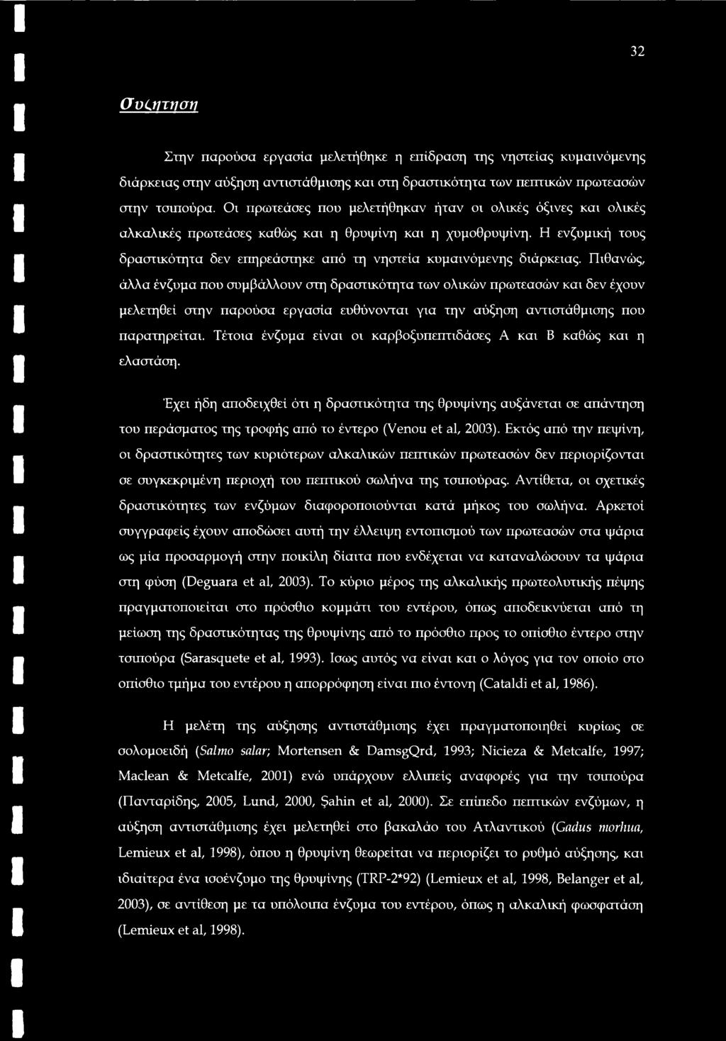 Η ενζυμική τους δραστικότητα δεν επηρεάστηκε από τη νηστεία κυμαινόμενης διάρκειας.