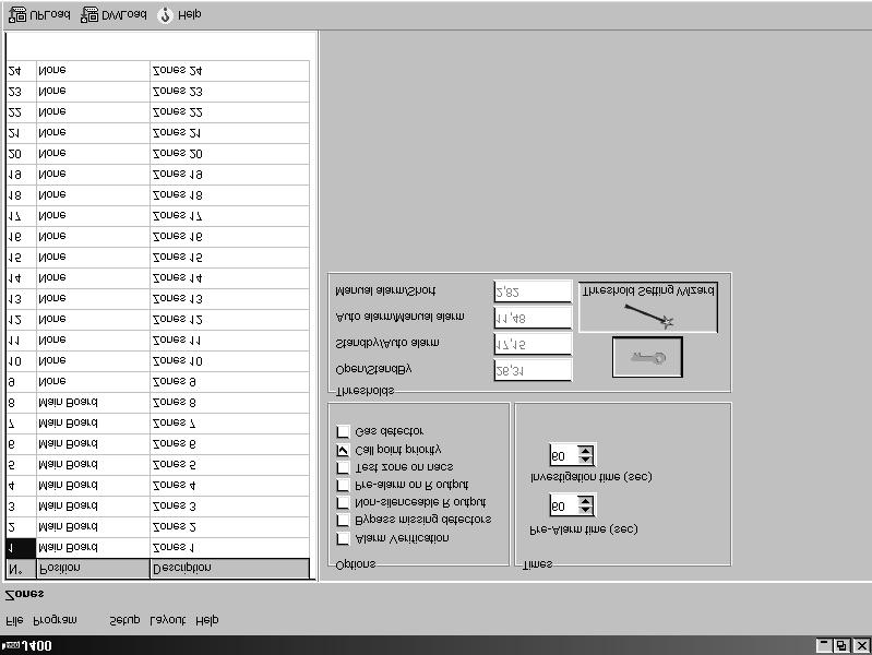 Zones - Zone Pagina Zones va permite programarea zonelor.