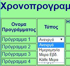 Ρύθμιση των χρονοπρογραμμάτων Παράδειγμα 1 Ενεργοποίηση του V-Timer συγκεκριμένη Ημερομηνία Έστω ότι θέλουμε να ανάψει το V-timer μία συγκεκριμένη Ημερομηνία