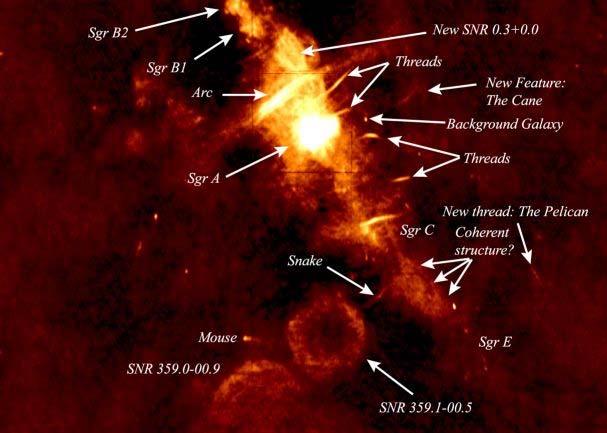 33 Σχήμα 2.12: Η περιοχή του κέντρου του Γαλαξία μας στο υπέρυθρο. sôsfixh kai to p qoc tou daktulðou aux netai apì 0.5pc se 2pc.
