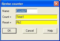 На местото на Count= се внесува Timer1 што значи дека бројачот ќе ги брои неговите пулсови а на местото на Reset= се внесува Pb2 што значи дека него ќе го ресетира тастерот RESET кој што предходно го