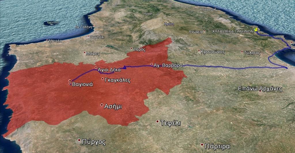 Εικόνα 7 Μέση διαδρομή που ακολουθείται από το Δήμο προς