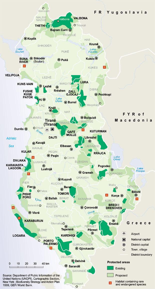 Figura 5.1 Zonat e Mbrojtura Ekzistuese dhe tё Propozuara nё Shqipёri 5.