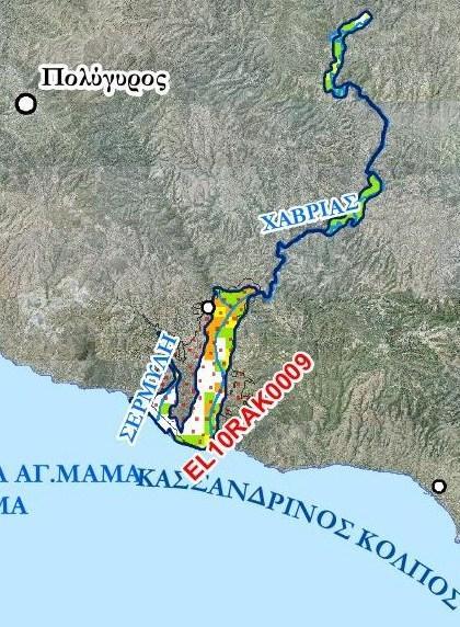 Εικόνα : Χάρτης Κινδύνου πλημμύρας Τ=50 ετών Ζώνης EL10RAK0009 8.3.11 Παραθαλάσσια ζώνη περιοχής Αγ.