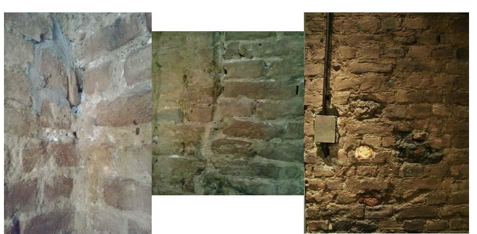 Αποτελείται από φέροντες τοίχους λιθοδομής (υπόγειο) πάχους 50cm και πλινθοδομής (ισόγειο και όροφος) 40cm πάχους οι εξωτερικές και 20cm πάχους οι εσωτερικές (Φωτ. 1b).