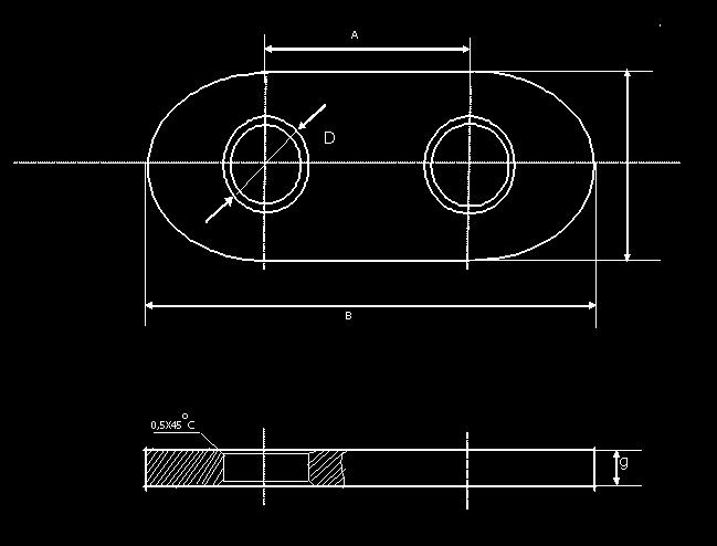 Gama dimensională: Simbol A [mm] B [mm] D [mm] g [mm] Forța de rupere [dan] PSD 6 120 80 Ø18 6 4000 PSD 8 120 80 Ø18 8