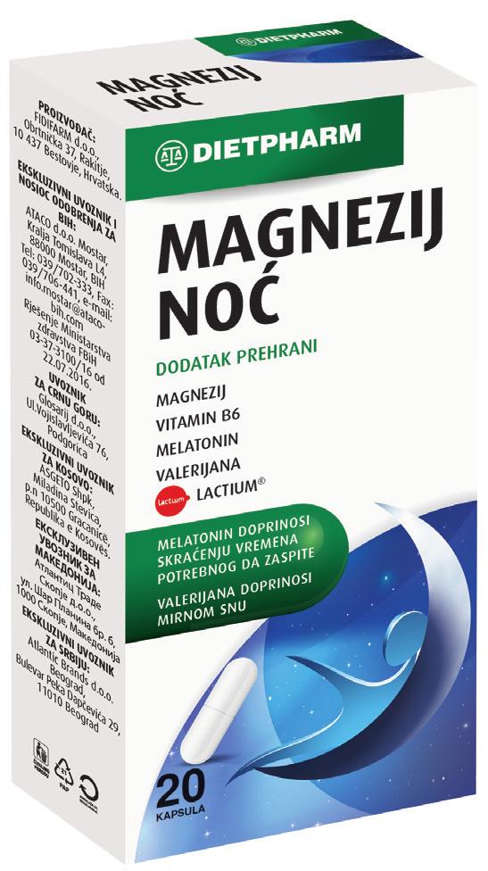 MAGNEZIUM PËR NATË Valeriana kontribuon në një gjumë të qetë. Melatonina kontribuon në reduktimin e kohës së nevojshmë për gjumëzënie.
