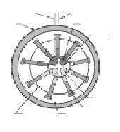 Cu pistonase radiale Centru de rotatie Carcasa Centru de rotatie a blocului cilindru Refulare pivot Bloc cilindru Aspiratie Piston Inel de reactie Gauri de refulare Gauri