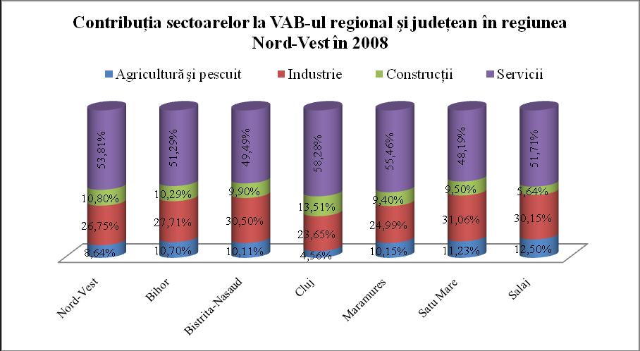 economiei judeţene, cunoscut fiind faptul că economiile dezvoltate au o pondere a acestui sector de 70-80%. Grafic nr. 3.