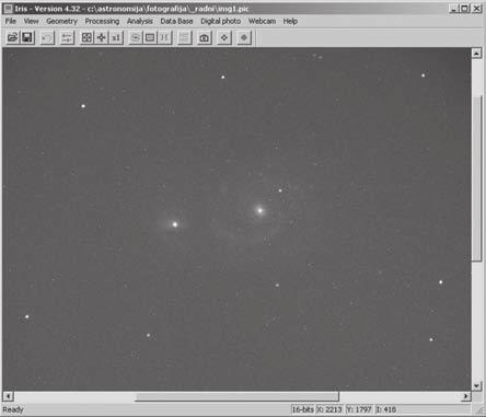 DEEPSKY E АСТРОФОТОГРАФИЈА О Т О Р А Ф А СА SLR ДИГИТАЛНИМ И И ФОТОАПАРАТОМ О А А Т О Корекциони снимци су сада спремни, па се може прећи на снимке објекта.