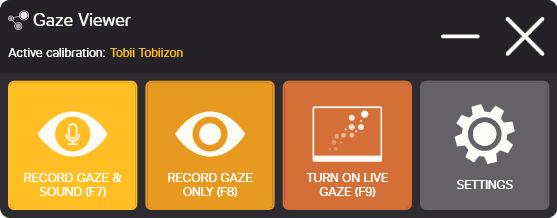 4 Χρησιμοποιώντας το Tobii Dynavox Gaze Viewer 4.1 Tobii Dynavox Gaze Viewer Controller 4.1.1 Καταγραφή βλέμματος και ήχου Ξεκινήστε εγγραφή επιλέγοντας το πλήκτρο πληκτρολόγιο.