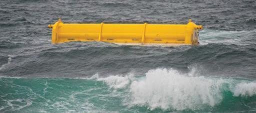 Εικόνα 43: Το Oyster 800 σε λειτουργία. Στα άμεσα σχέδια της εταιρίας είναι η κατασκευή και εγκατάσταση δύο ακόμα όμοιων WEC ώστε να δημιουργηθεί μια εγκατάσταση συνολικής ισχύος 2.4 MW.