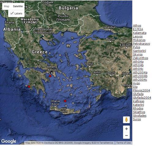 Εικόνα 74: Σταθμοί μετρήσεων του συστήματος ΠΟΣΕΙΔΩΝ.