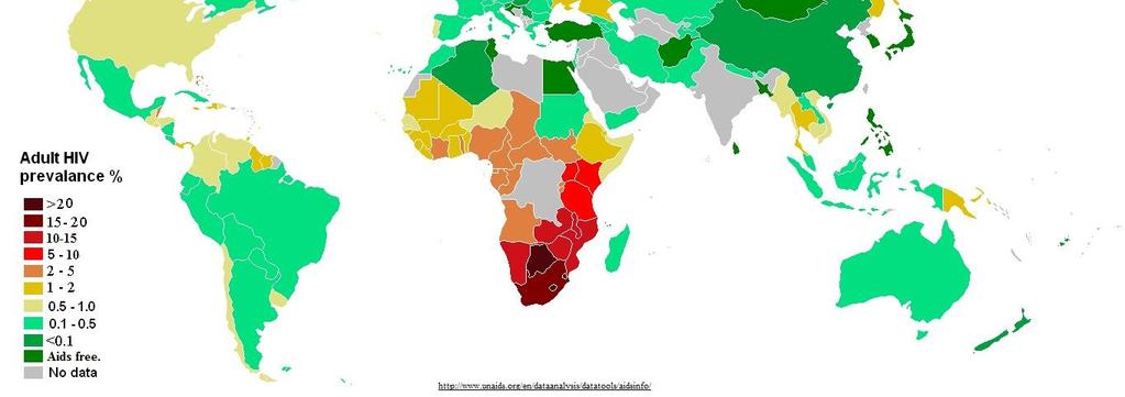 Η συχνότητα προσβολής του πληθυσμού από τον HIV ποικίλει και η γεωγραφική