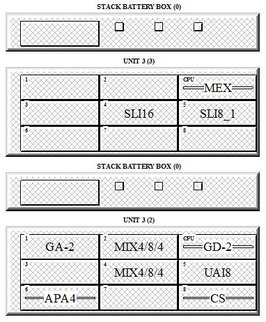 εξοπλισμένο με: 1 x CS Bard 1 x GD-2 Bard 1 x GA-2 Bard 1 x MEX Bard 2 x MIX4/8/4 Bards 1 x UA8 Bard 1 x SLI16 Bard 1 x SLI8_1 Bard 1 x