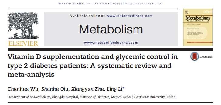 a modest reduction of HbA1C after vitamin D treatment in adults with type