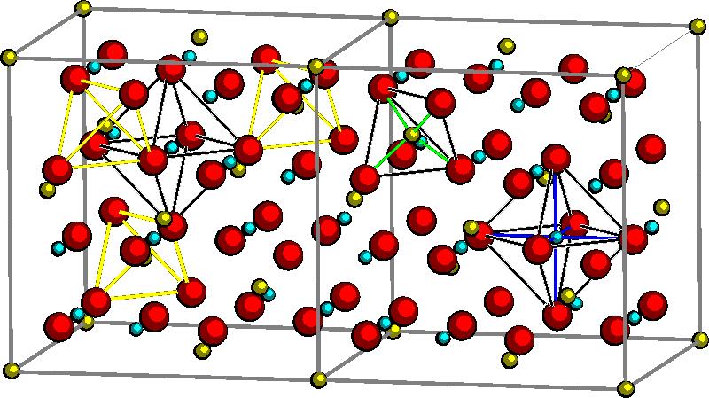 Magnetita (Ferita de Fe) FeO Fe 2 O 3 două reţele: Poziţii tetraedrale: ionul de Fe este