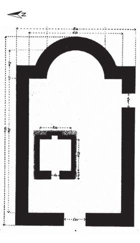 (Према: A. Оршић Славетић, Белешке са путовања, Старинар X-XI (трећа серија) 1936, сл. 6). Fig. 4 Banjica near Niševac, ground plan of church. (According to: A.