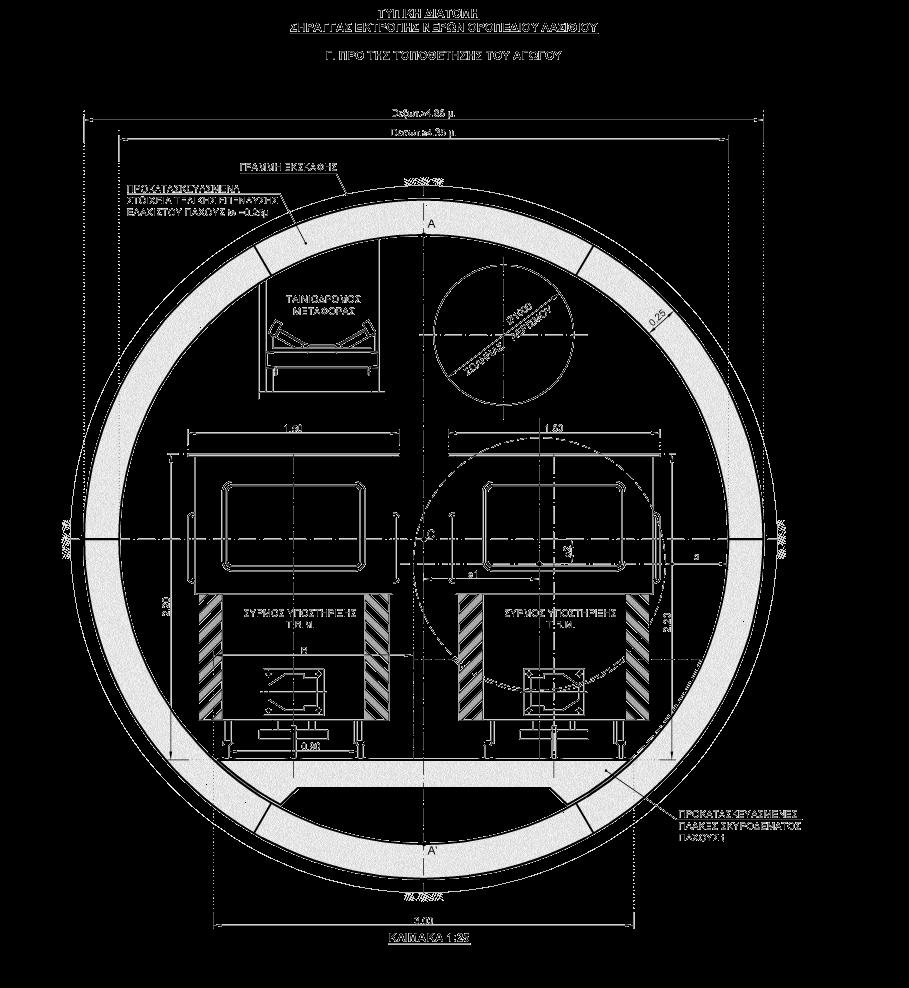 Έργο αγωγού οροπεδίου Αποσελέμη Κρήτης Διατομή σήραγγας