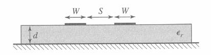 8 קווים צמודים Coupled Line נספח (גג) - ניתוח של קווים צמודים מודפסים על מצע במבנה M.S.,בתרשים 3-7 נראה מבנה M.S. של קווים צמודים במרחק S ביניהם.