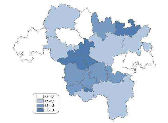 CONCELLO T.B.M. T.B.N. Oroso 7,2 12,7 Pontecesures 9,0 11,8 Valga 9,7 6,4 Estrada (A) 13,0 6,6 Trazo 10,2 5,9 Val Do Dubra 11,8 4,7 Santa Comba 12,4 5,9 Mazaricos 12,8 4,6 Dodro 11,4 6,9 Rois 10,4