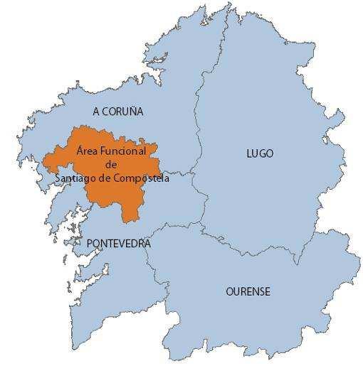 3.1 Modelo Territorial 3.1.1 A estruturación do territorio A área funcional de Santiago de Compostela está composta por 35 municipios, e ocupa unha extensión total de 2.