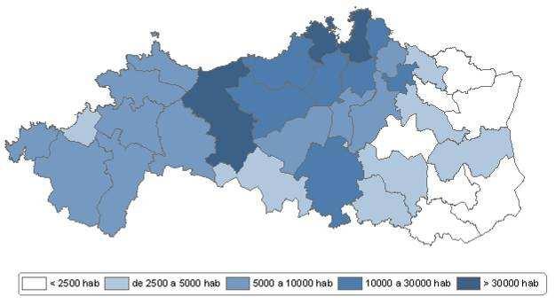 2.1 Poboación 2.1.1 Cuantificación, distribución e densidade Mapa 2.1. Tamaños poboacionais dos concellos. Ano 2007.