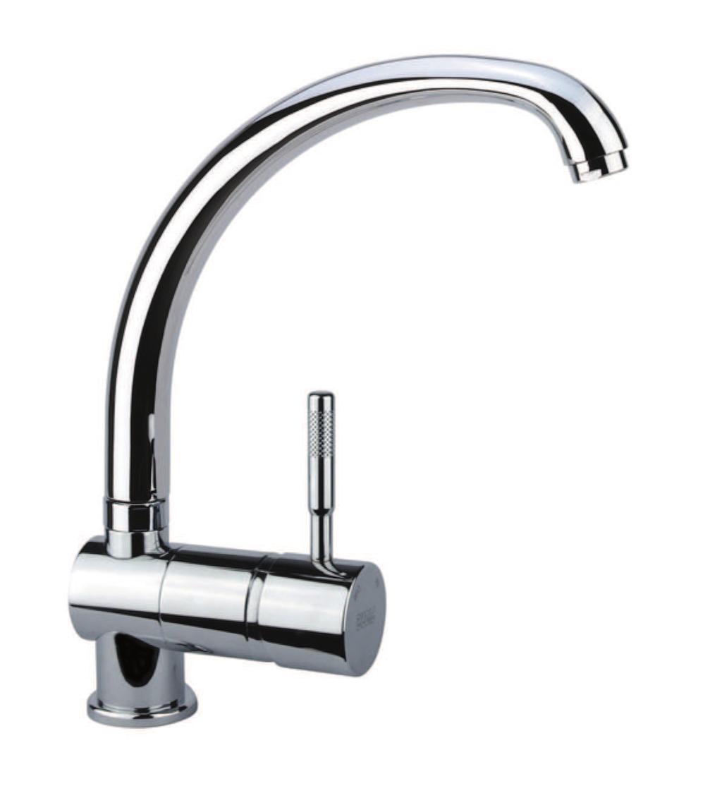 44 CR 5489 Miscelatore lavello canna a ombrello, doccetta estraibile, flex cm 46 One hole sink mixer, umbrella spout, pull-out shower, flex cm