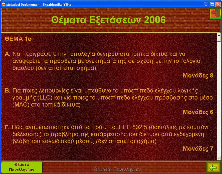 Τυπική Οθόνη Θεµάτων