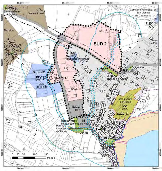 PLAN XERAL DE ORDENACIÓN MUNICIPAL DE ARES (A CORUÑA) 111 6.3.2. SUD 2 A localización deste solo urbanizable é ao carón do solo urbano de Redes, na súa parte norte e oeste.