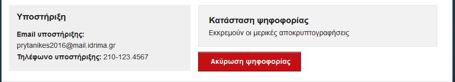 χρήση των μυστικών Κωδικών Ψηφοφορίας όλων των μελών της εφορευτικής επιτροπής.